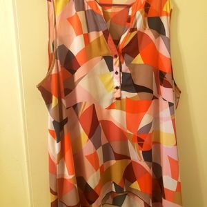 Multi colored Hi Low Sleeveless Blouse